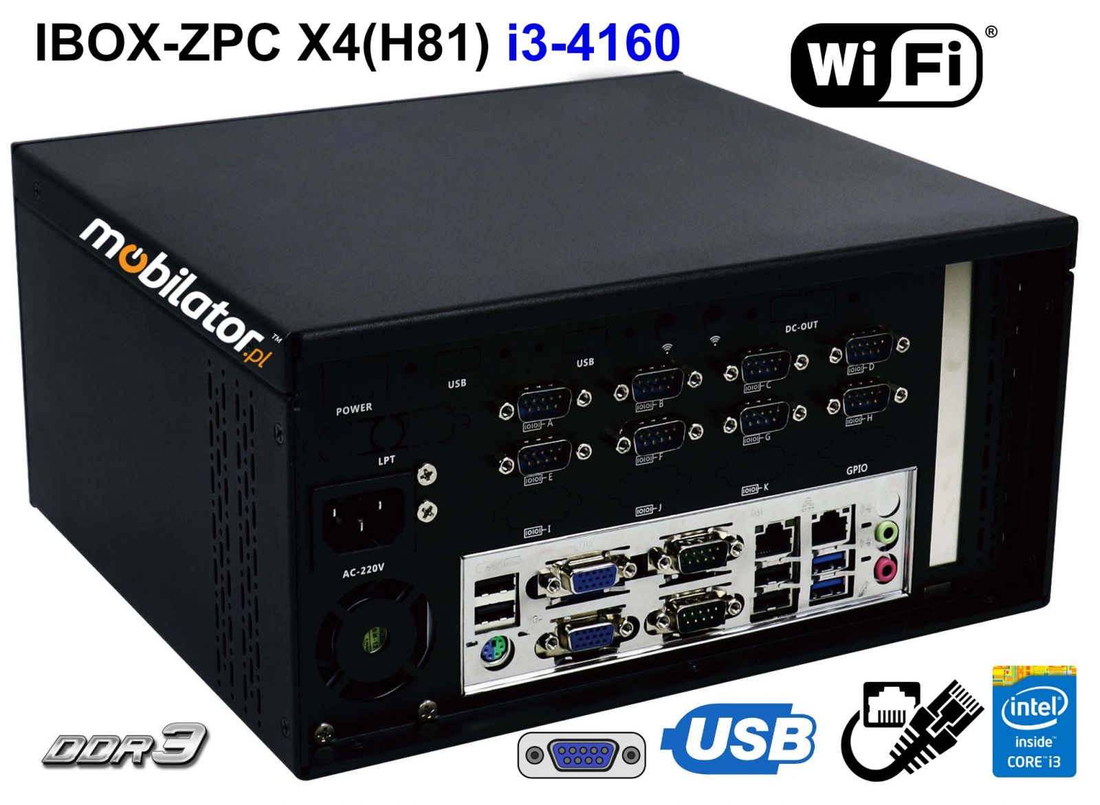 iBOX-ZPC X4 Industrial computer for warehouse applications with WiFi module 6x COM